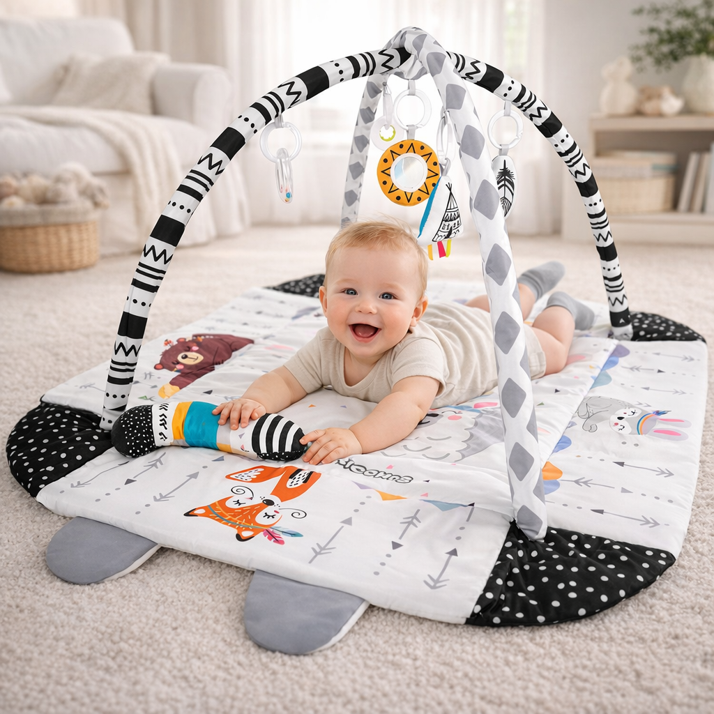 Czarno-biała mata edukacyjna interaktywna