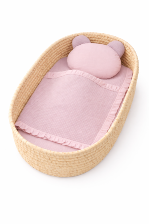 Kocyk i poduszka wafel róż