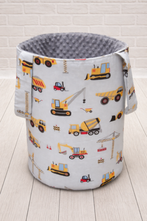 Kosz na zabawki żółte koparki
