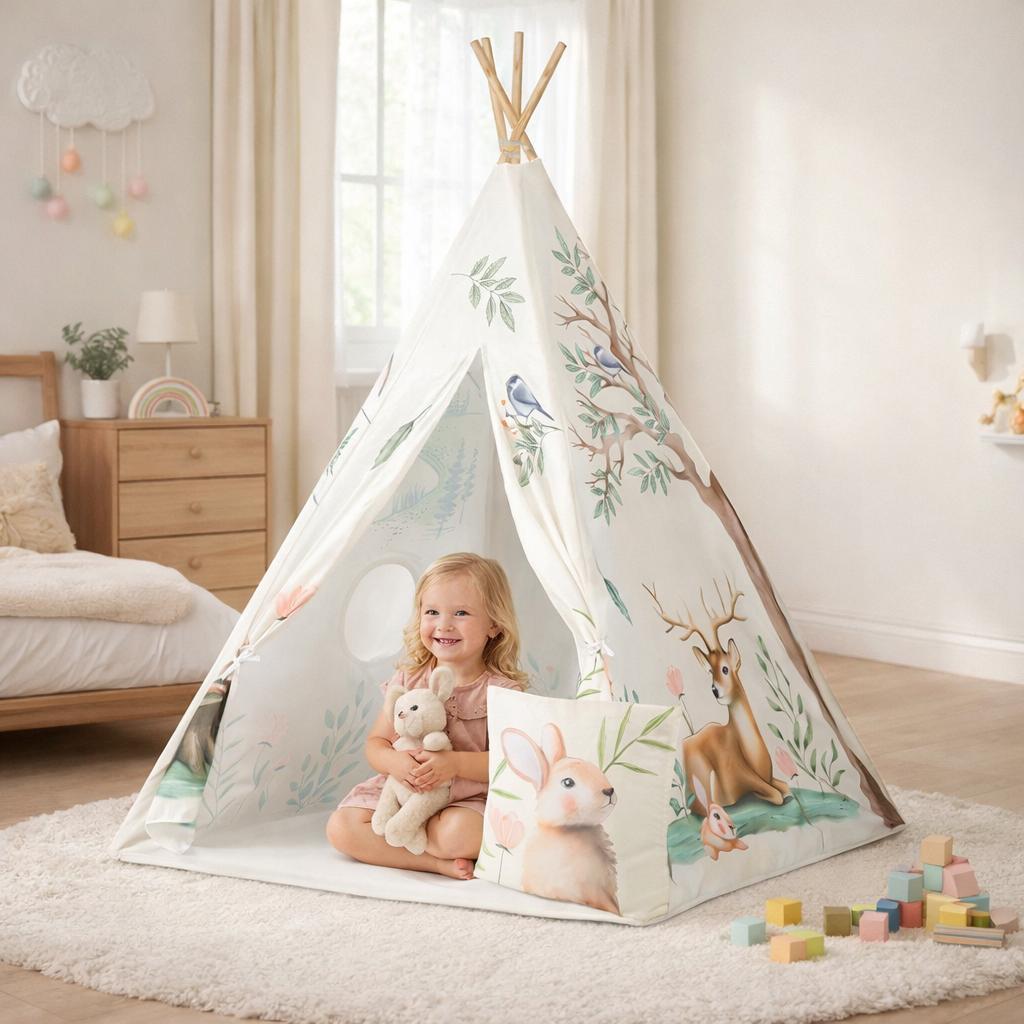 Namiot tipi beżowy zwierzęta