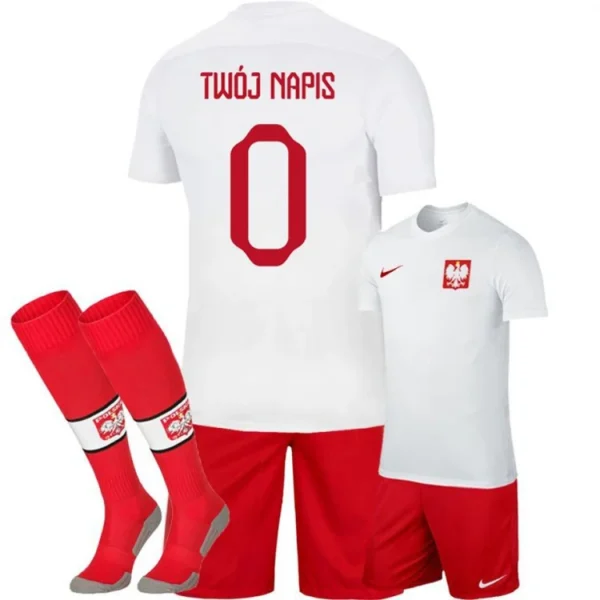 Strój piłkarski Polska dla dziewczynki Nike + napis 3w1